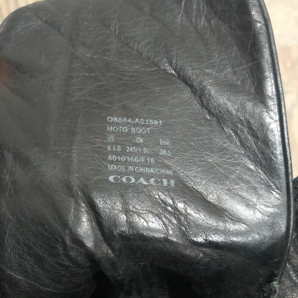 Coach Moto Buckle Boots - Black Pebble Leather - Size 8.5 - Picture 6 of 7
